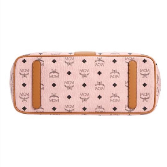 💯 NWT! MCM Anya Medium Visetos Zip Top Shopper In Soft Pink - Picture 6 of 13